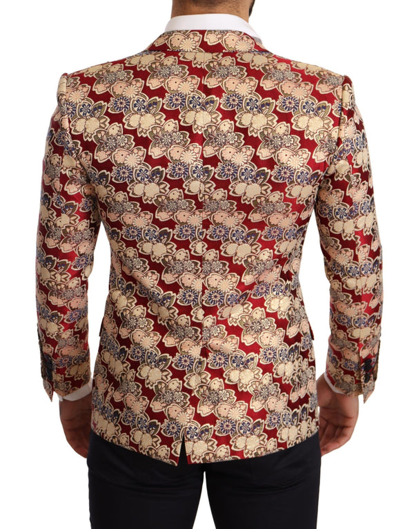 Gold Red Floral Embroidery MARTINI Blazer