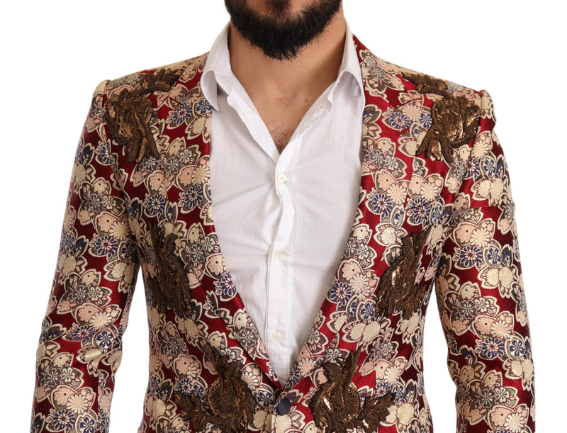 Gold Red Floral Embroidery MARTINI Blazer