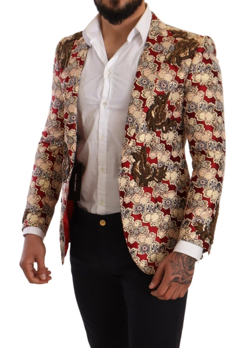 Gold Red Floral Embroidery MARTINI Blazer