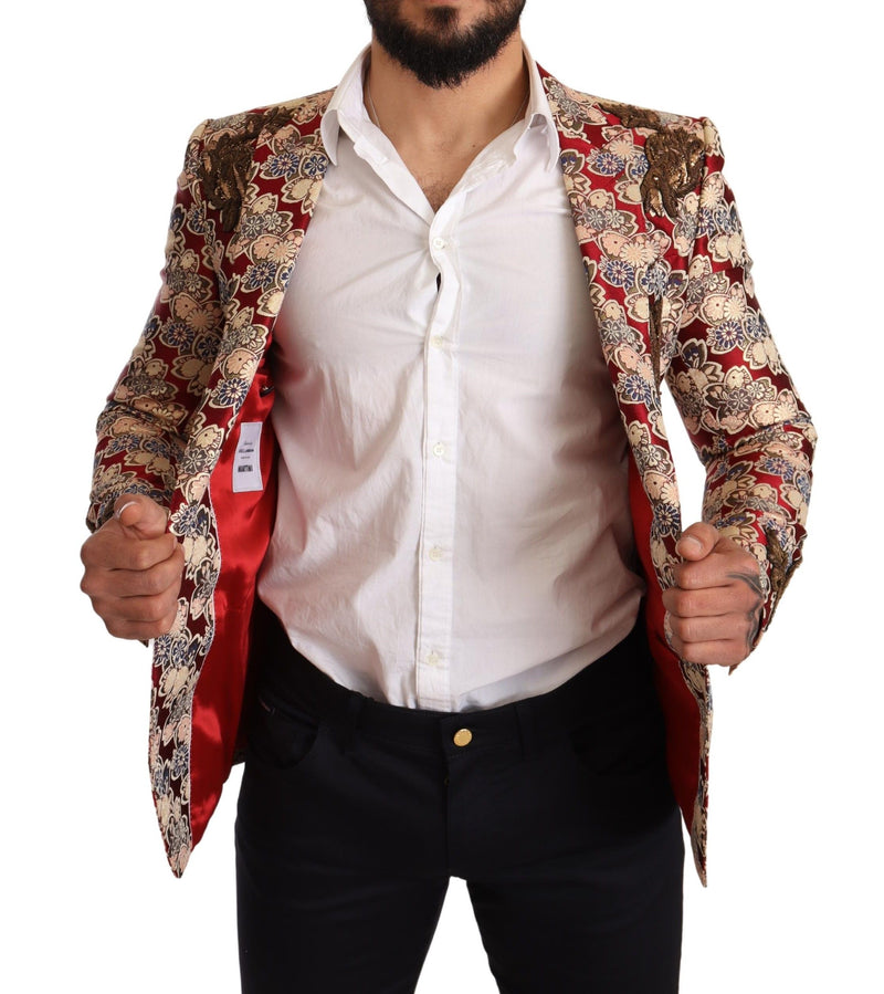 Gold Red Floral Embroidery MARTINI Blazer