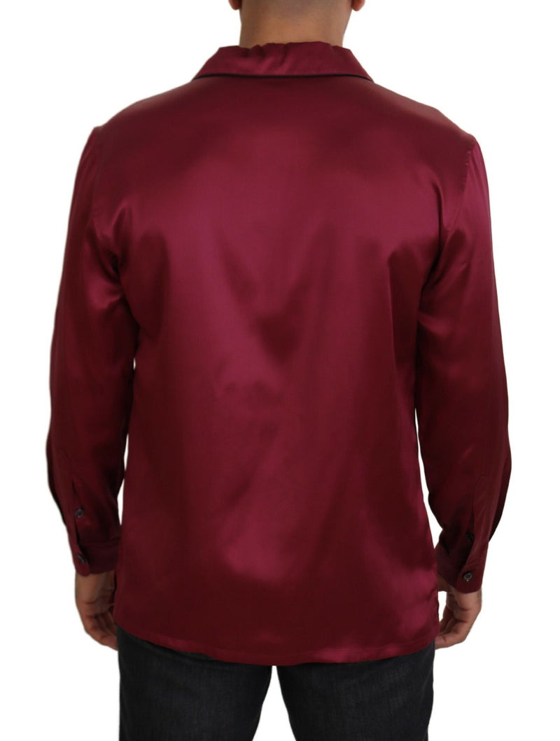 Bordeaux Silk Long Sleeve Men Pajama Top