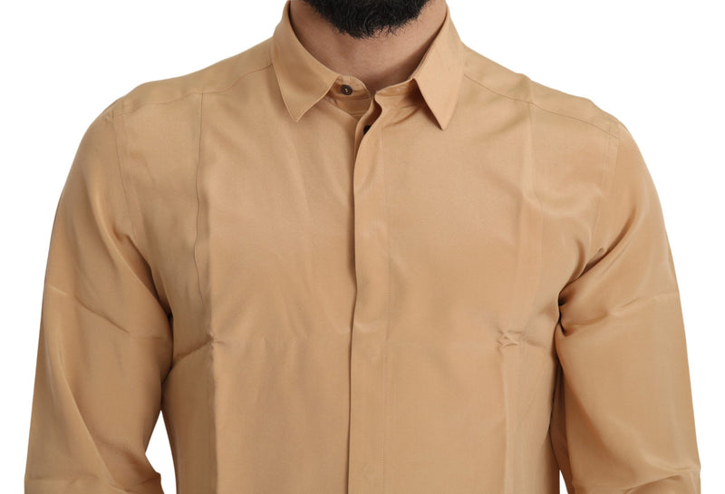 Yellow 100% Silk GOLD Top Slim Shirt