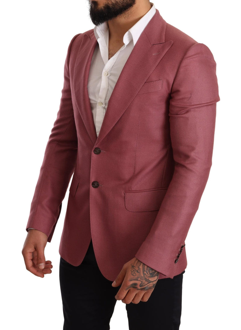 Pink Cashmere Silk Slim Fit Coat Blazer