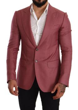 Pink Cashmere Silk Slim Fit Coat Blazer