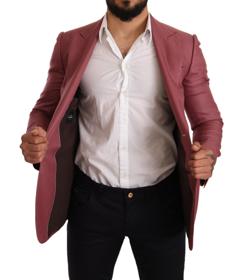 Pink Cashmere Silk Slim Fit Coat Blazer