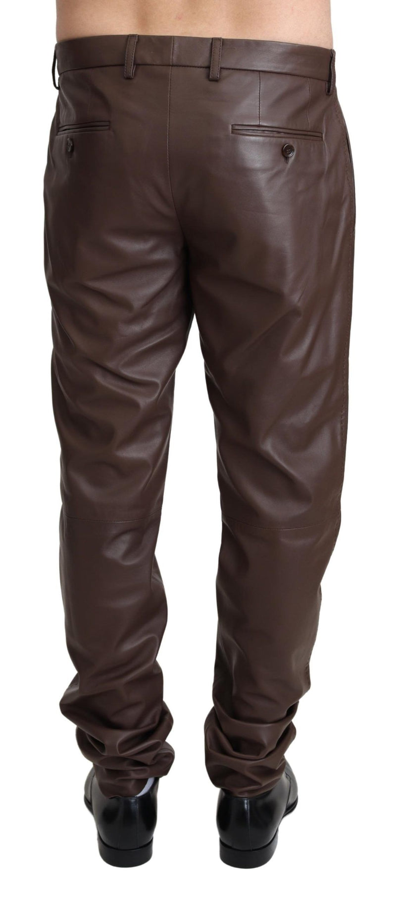 Brown Lambskin Leather Men Trouser Pants