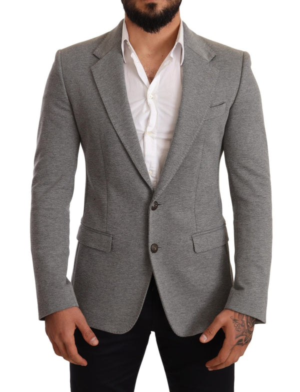 Gray Cotton Slim Fit Jacket Coat Blazer