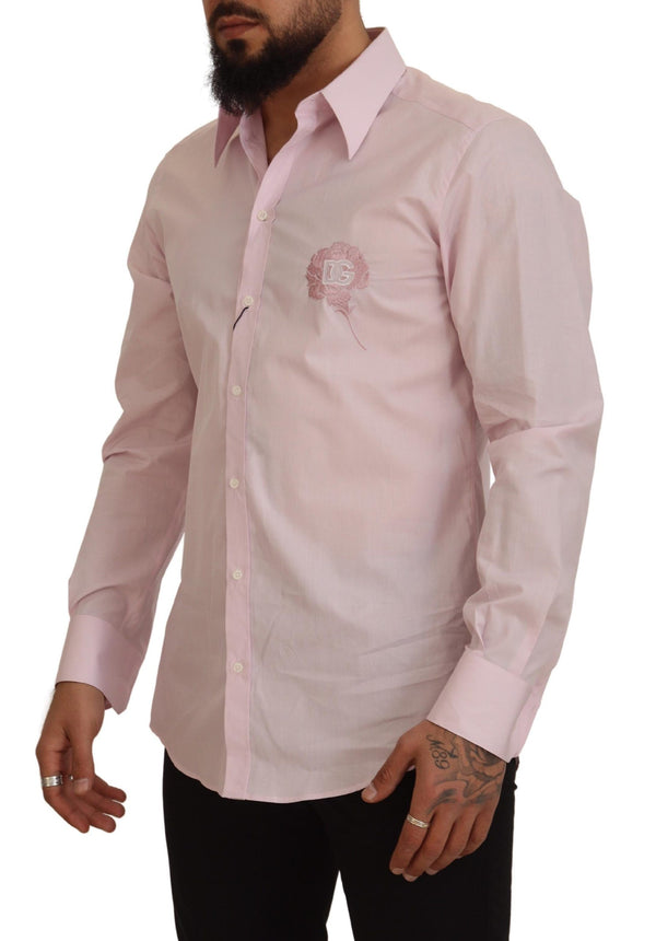 Pink Logo Embroidery Dress Formal MARTINI Shirt