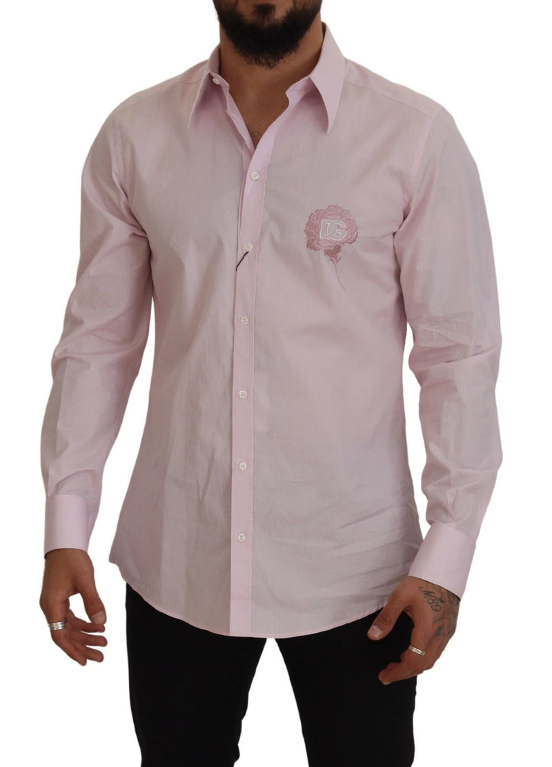 Pink Logo Embroidery Dress Formal MARTINI Shirt