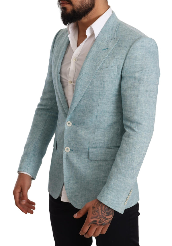 Blue Slim Fit Linen Coat TAORMINA Blazer