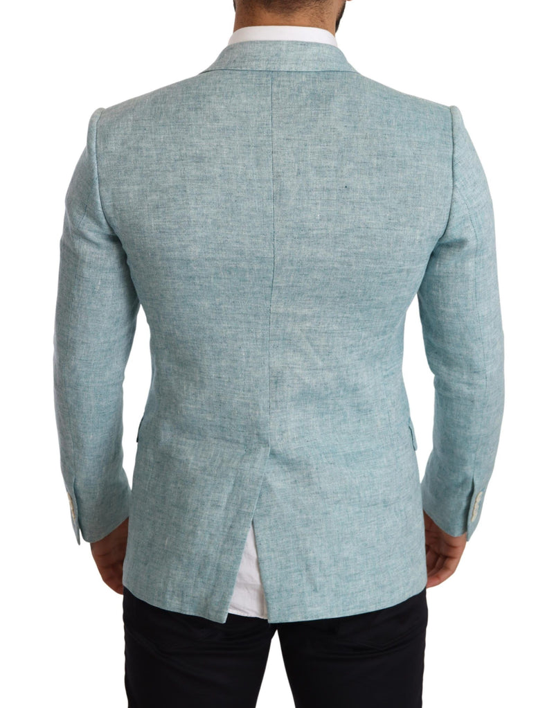 Blue Slim Fit Linen Coat TAORMINA Blazer