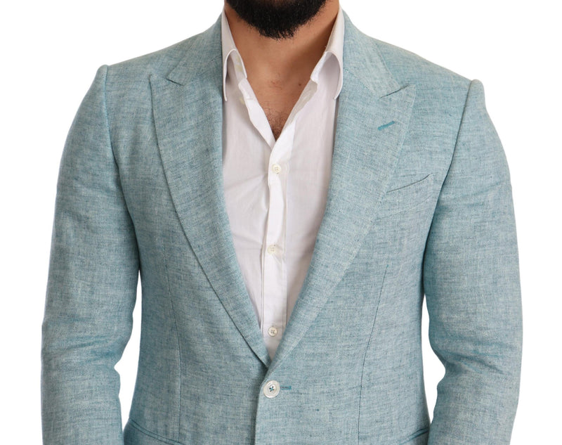 Blue Slim Fit Linen Coat TAORMINA Blazer