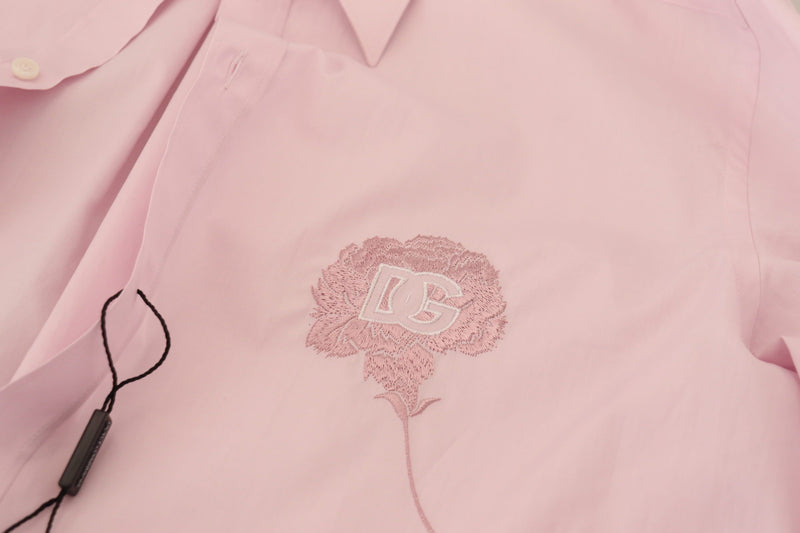 Pink Logo Embroidery Dress Formal MARTINI Shirt