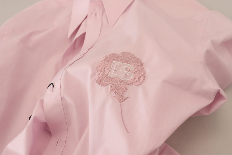 Pink Logo Embroidery Dress Formal MARTINI Shirt