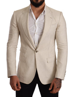 Beige Linen Silk Slim Coat TAORMINA Blazer