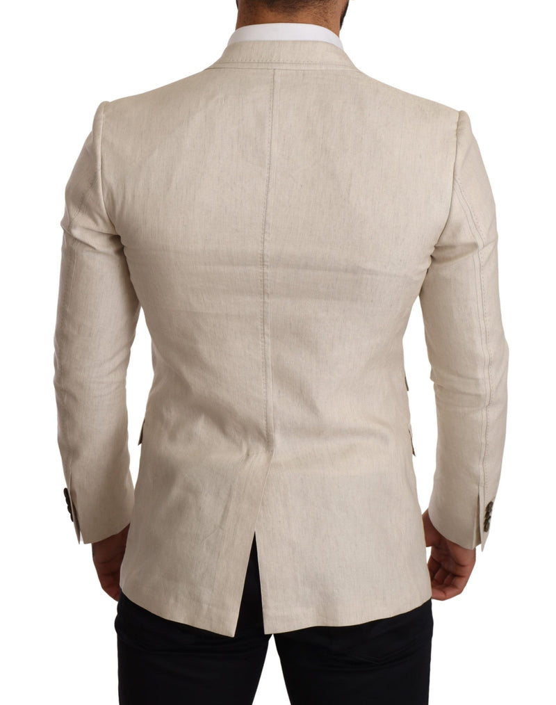 Beige Linen Silk Slim Coat TAORMINA Blazer