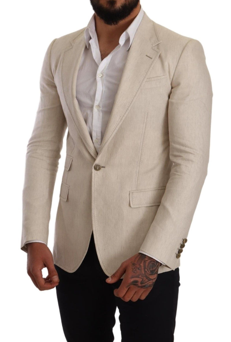 Beige Linen Silk Slim Coat TAORMINA Blazer