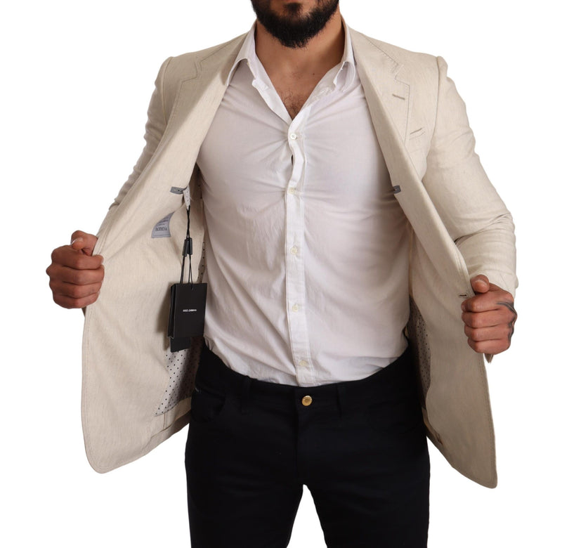 Beige Linen Silk Slim Coat TAORMINA Blazer