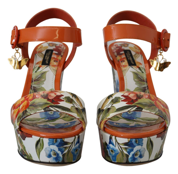 Multicolor Floral Print Wedges Sandals