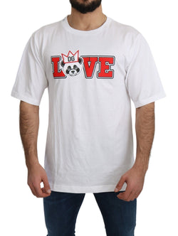 White Love Panda Print Top T-shirt