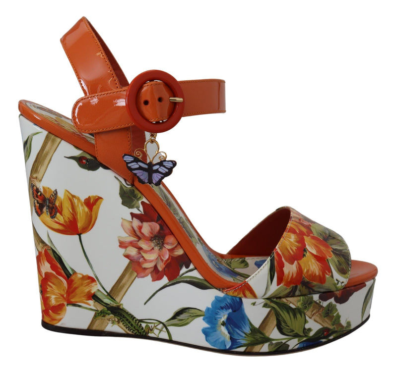 Multicolor Floral Print Wedges Sandals