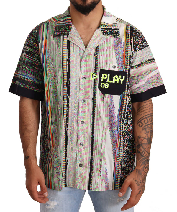 Multicolor Graphic Print Cotton Short Sleeves Shirt