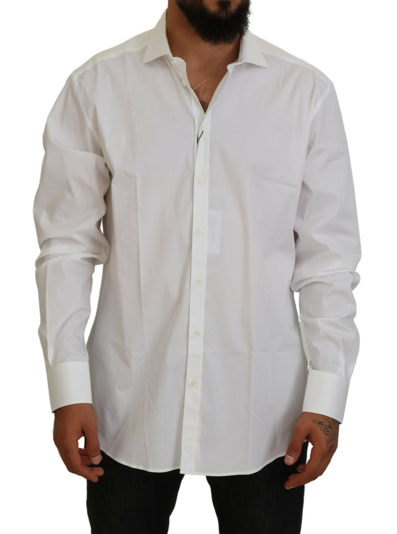 White Cotton Collared Men Formal GOLD Shirt