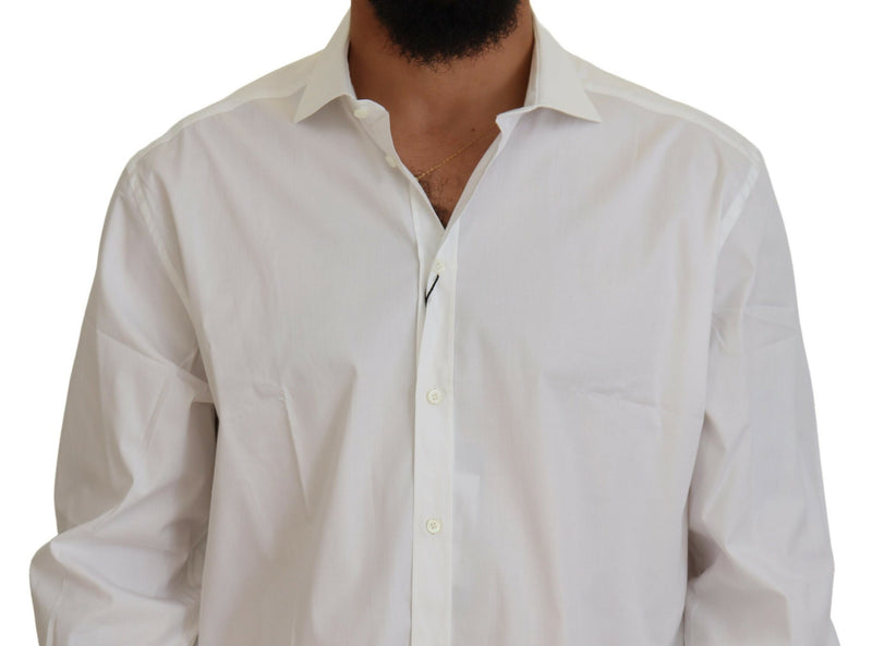 White Cotton Collared Men Formal GOLD Shirt