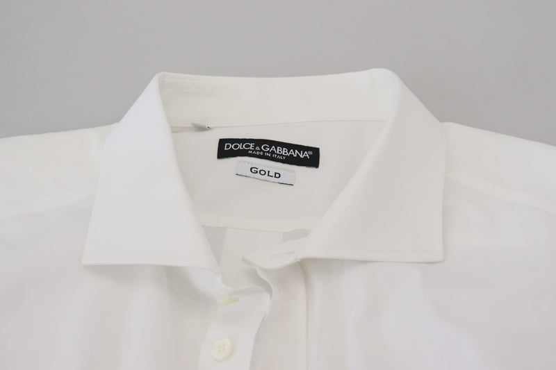 White Cotton Collared Men Formal GOLD Shirt