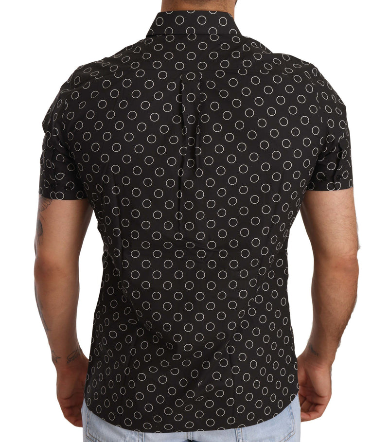 Black Circle Short Sleeves Collared Shirt