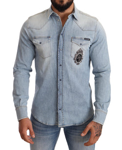 Blue Cotton DG Stamp Long Sleeves Shirt