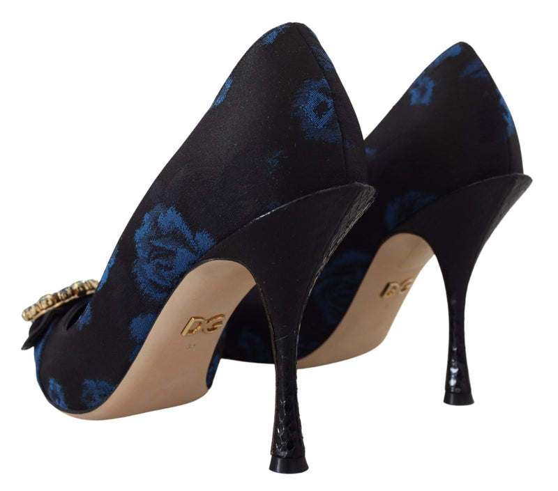 Blue Crystal Embellished Heels Pumps Shoes