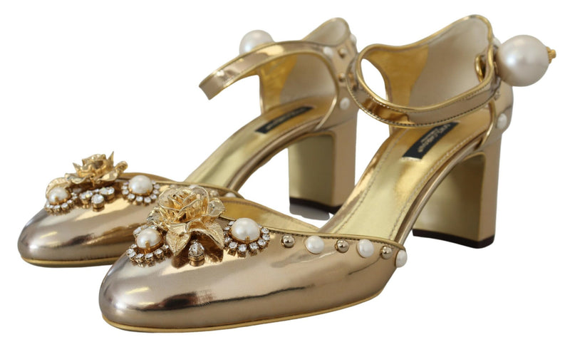 Gold Pearl Embellishment Heels Sandals