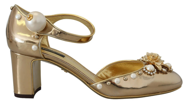 Gold Pearl Embellishment Heels Sandals