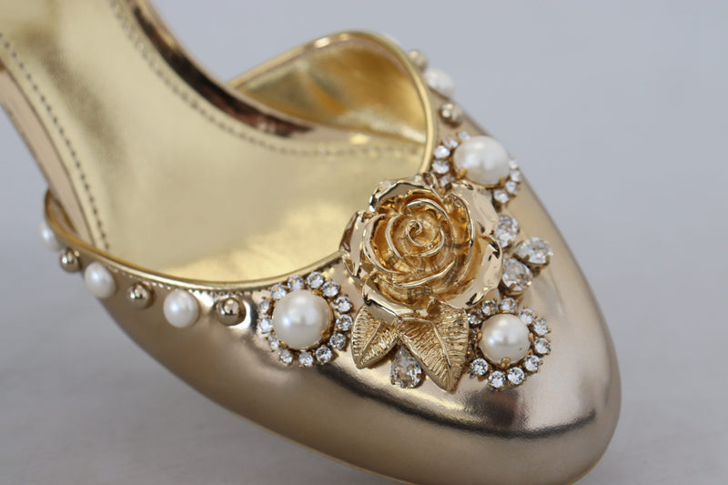 Gold Pearl Embellishment Heels Sandals