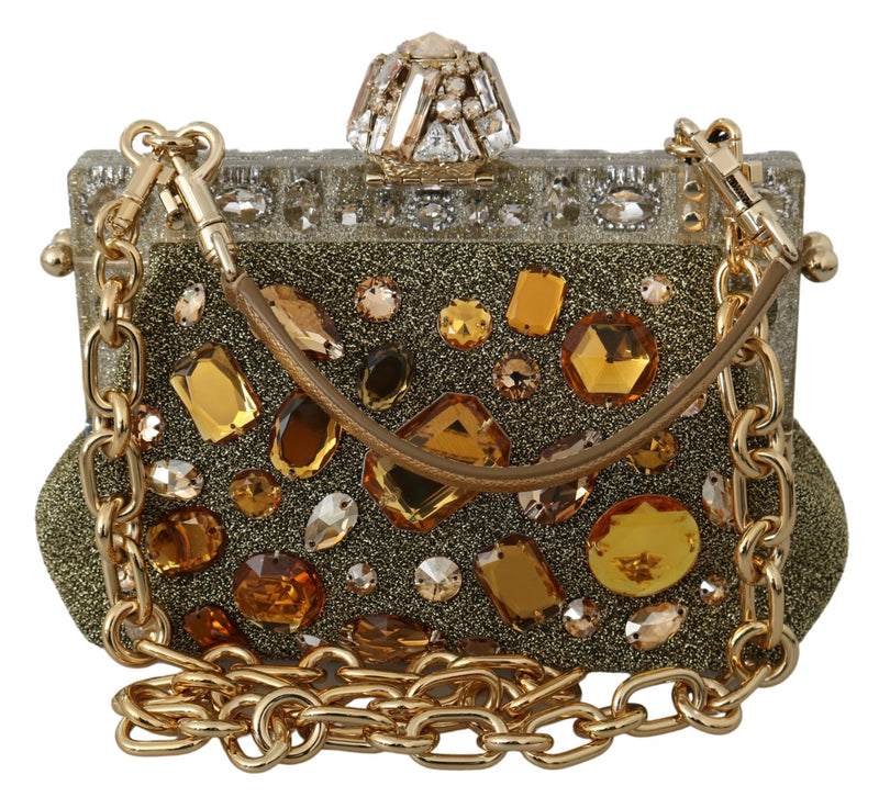 Gold VANDA Crystal Clutch Handbag Shoulder Bag