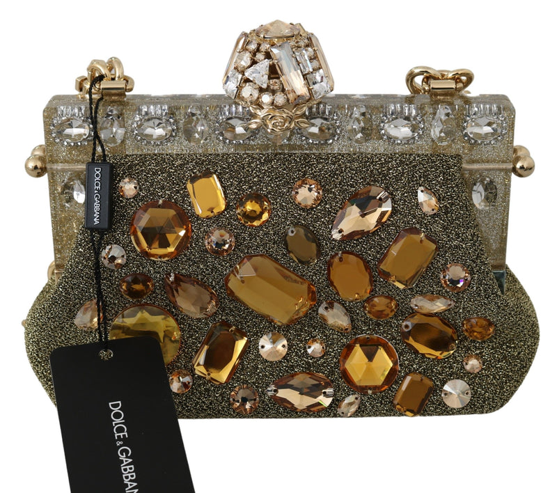 Gold VANDA Crystal Clutch Handbag Shoulder Bag