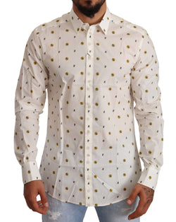 White Flies Print Cotton Formal Shirt