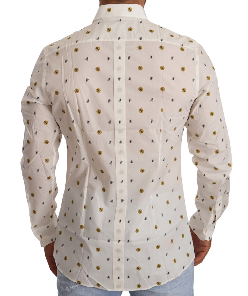 White Flies Print Cotton Formal Shirt