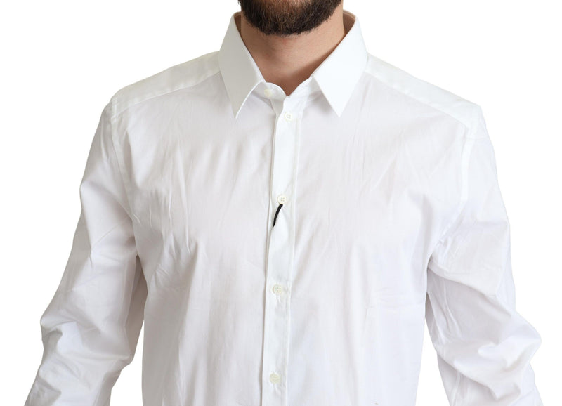 White Cotton Stretch Men Dress Formal Shirt