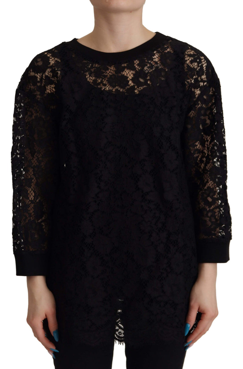 Black Floral Lace Pullover Sicily Blouse