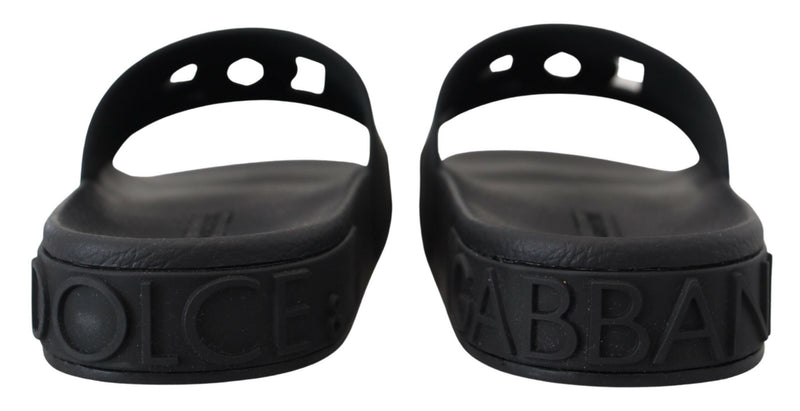 Black Rubber Slides Slippers DG Logo Sandals