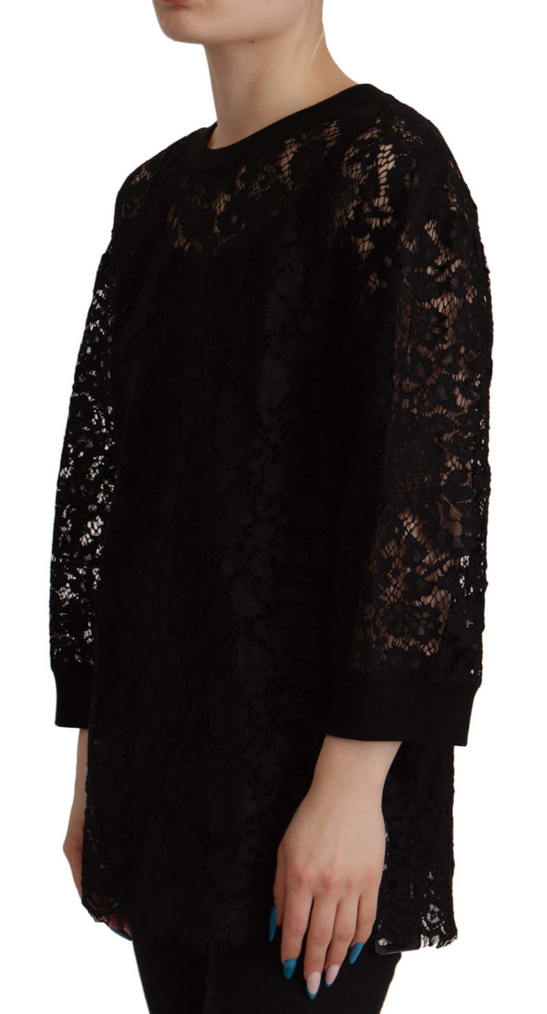 Black Floral Lace Pullover Sicily Blouse