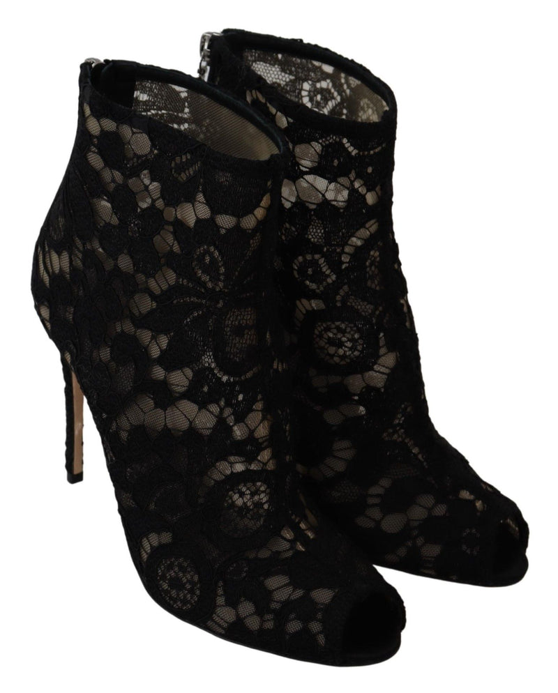 Black Taormina Lace Booties Stilettos Shoes