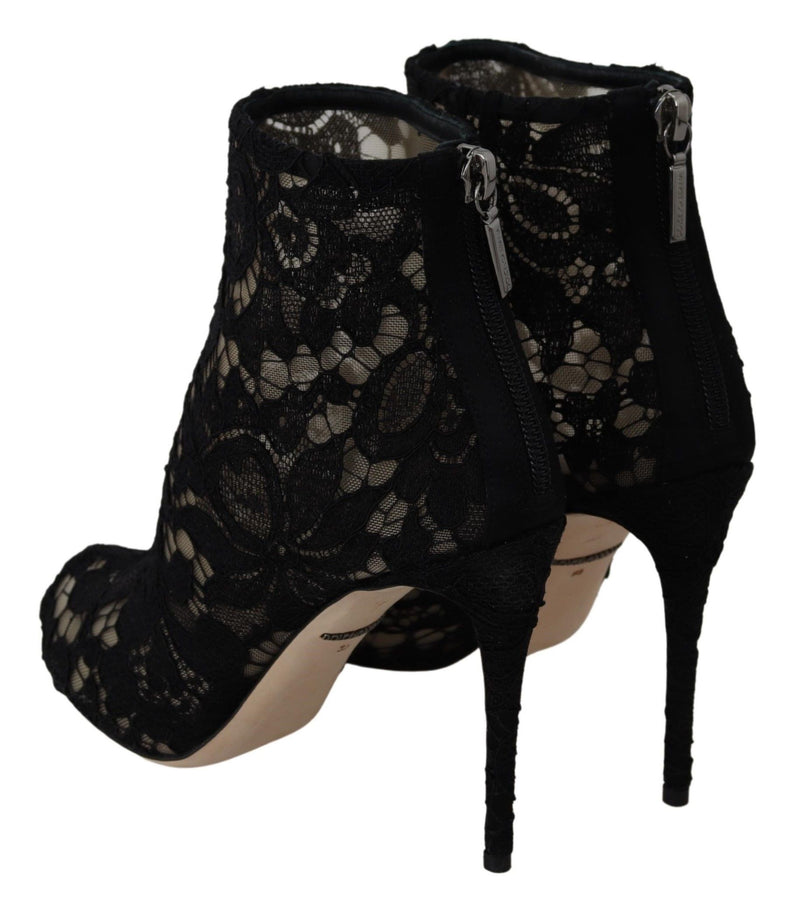 Black Taormina Lace Booties Stilettos Shoes