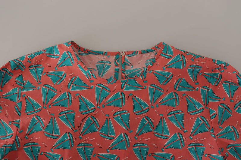 Pink Sail Boat Print Cotton T-shirt