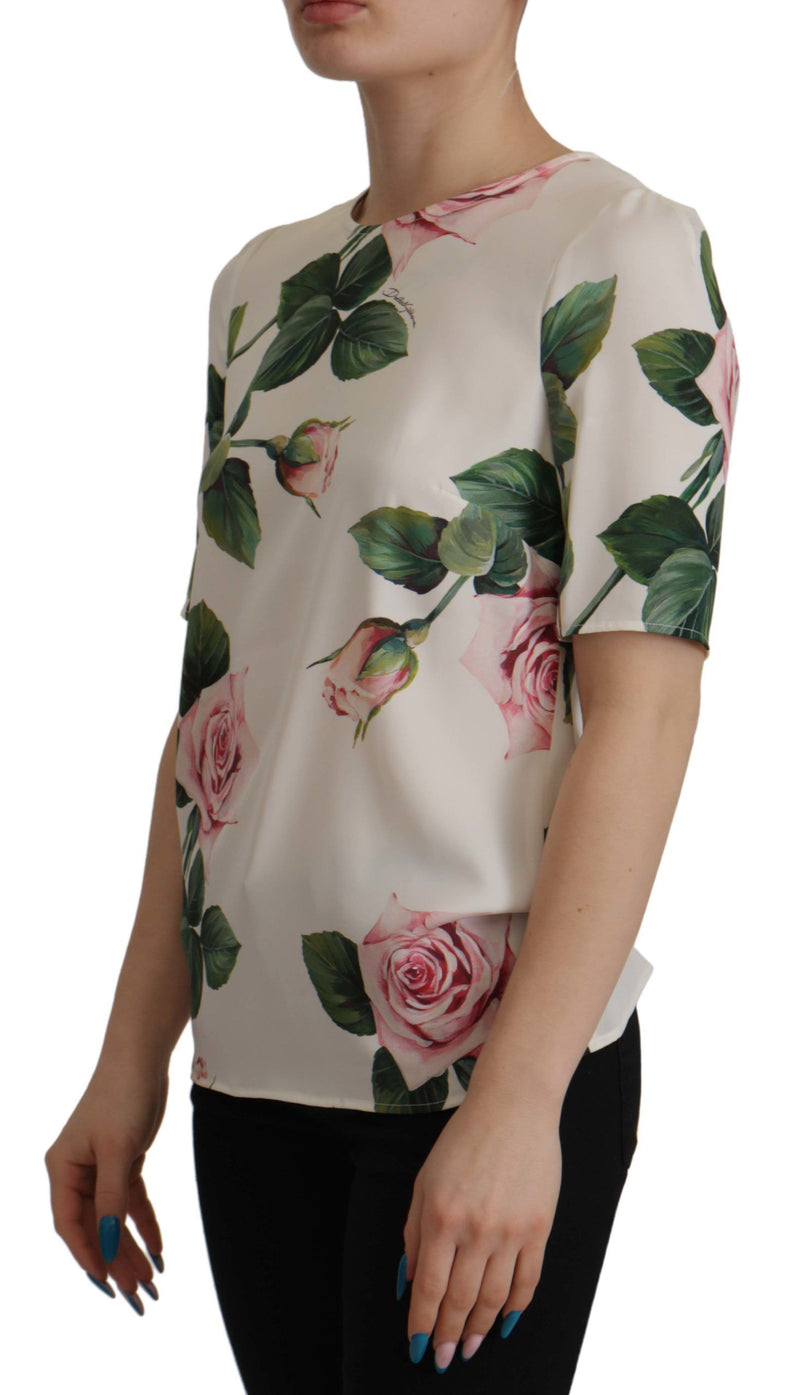 Multicolor Floral Print Round Neck Blouse Top