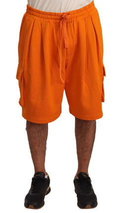 Orange Cotton Cargo Logo Plaque Shorts