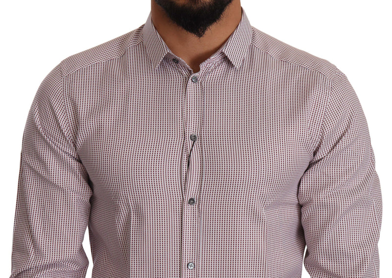 Red Patterned Cotton Formal Dress Shirt