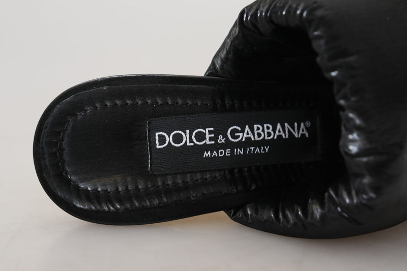 Black DG Logo Heels Slip On Sandals Shoes